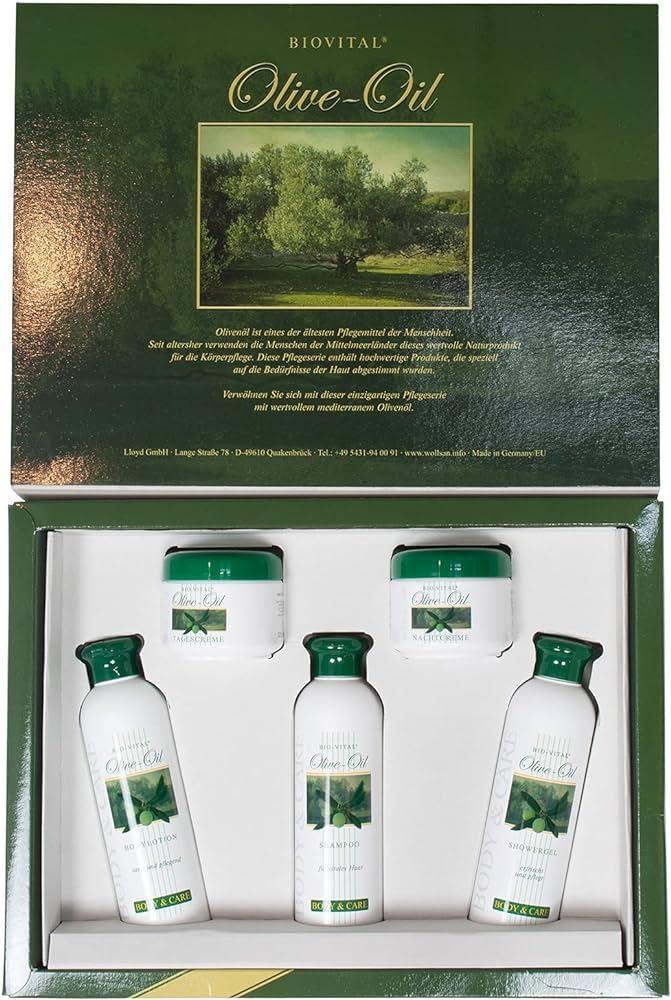 Kit de champú y cuidado de la piel con aceite de oliva mediterráneo