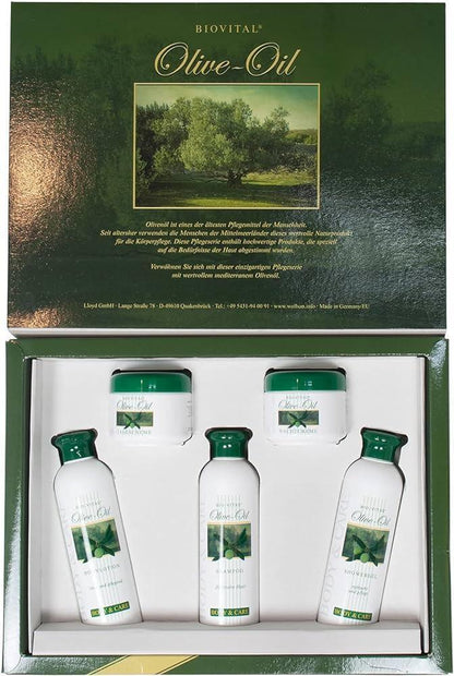 Kit de champú y cuidado de la piel con aceite de oliva mediterráneo